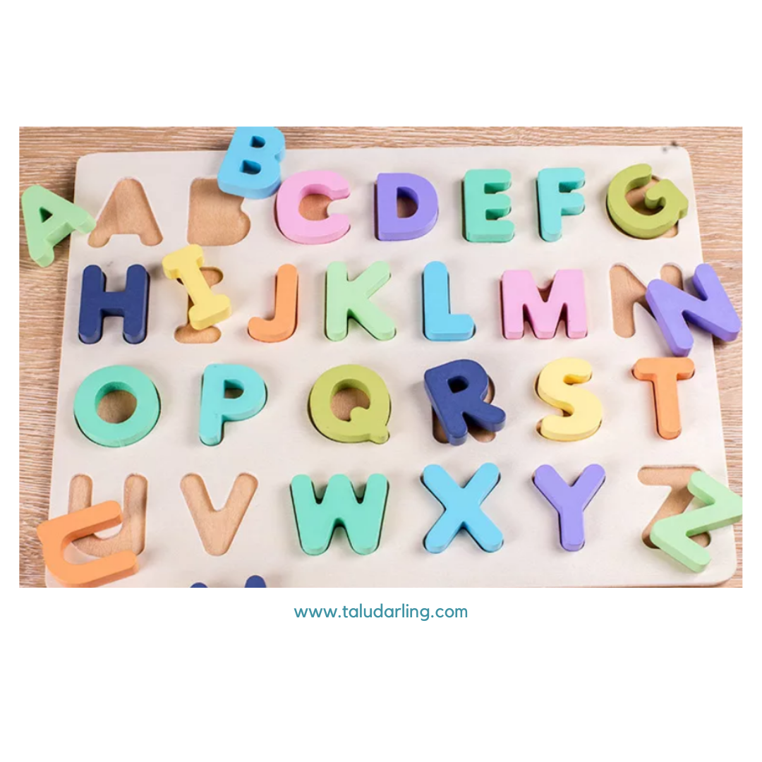 Wooden Alphabet & Number Puzzles Board - Talu Darling