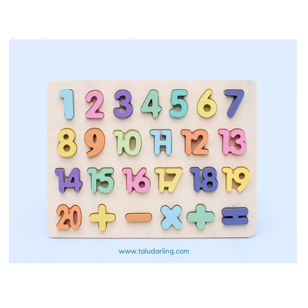 Wooden Alphabet & Number Puzzles Board - Talu Darling